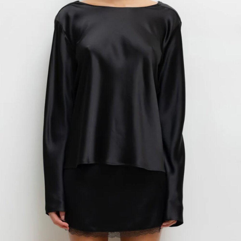 LESET Barb Tie Back Silk Top